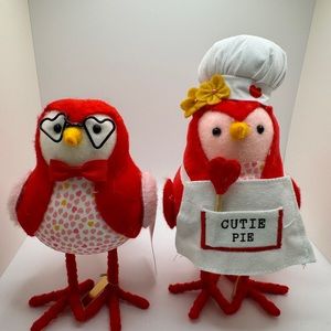 2pcs Fabric Valentine's Day Birds Figurines.